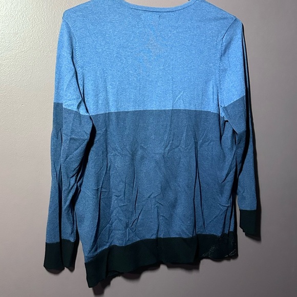 Croft & Barrow Blue Color Block Cardigan - Picture 3 of 4